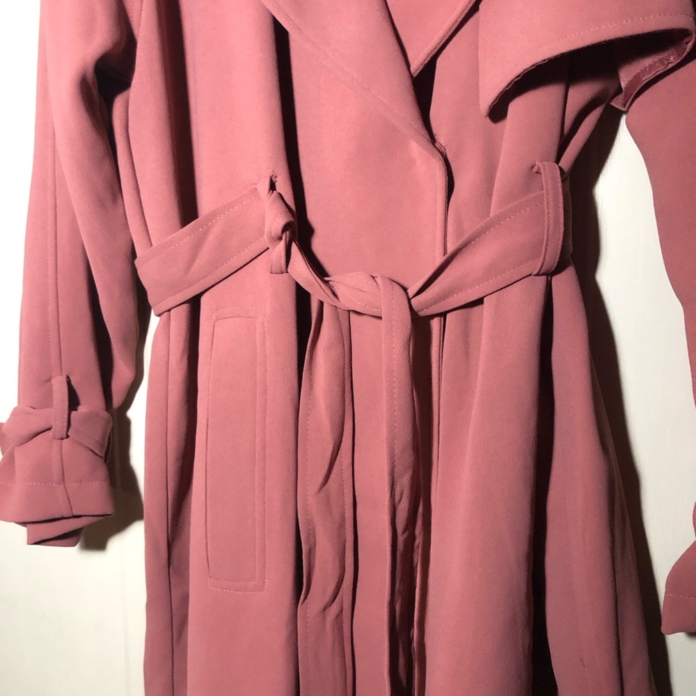 Nine West  Wrap pink Trench coat with Tie Waist - Picture 3 of 9